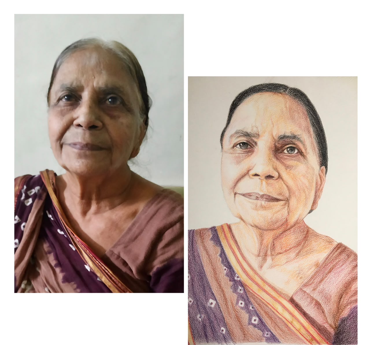 Realistic Colored-Pencil Portrait Study — original coloured pencil on heavyweight paper by artist Vedangi Trivedi on Vedart