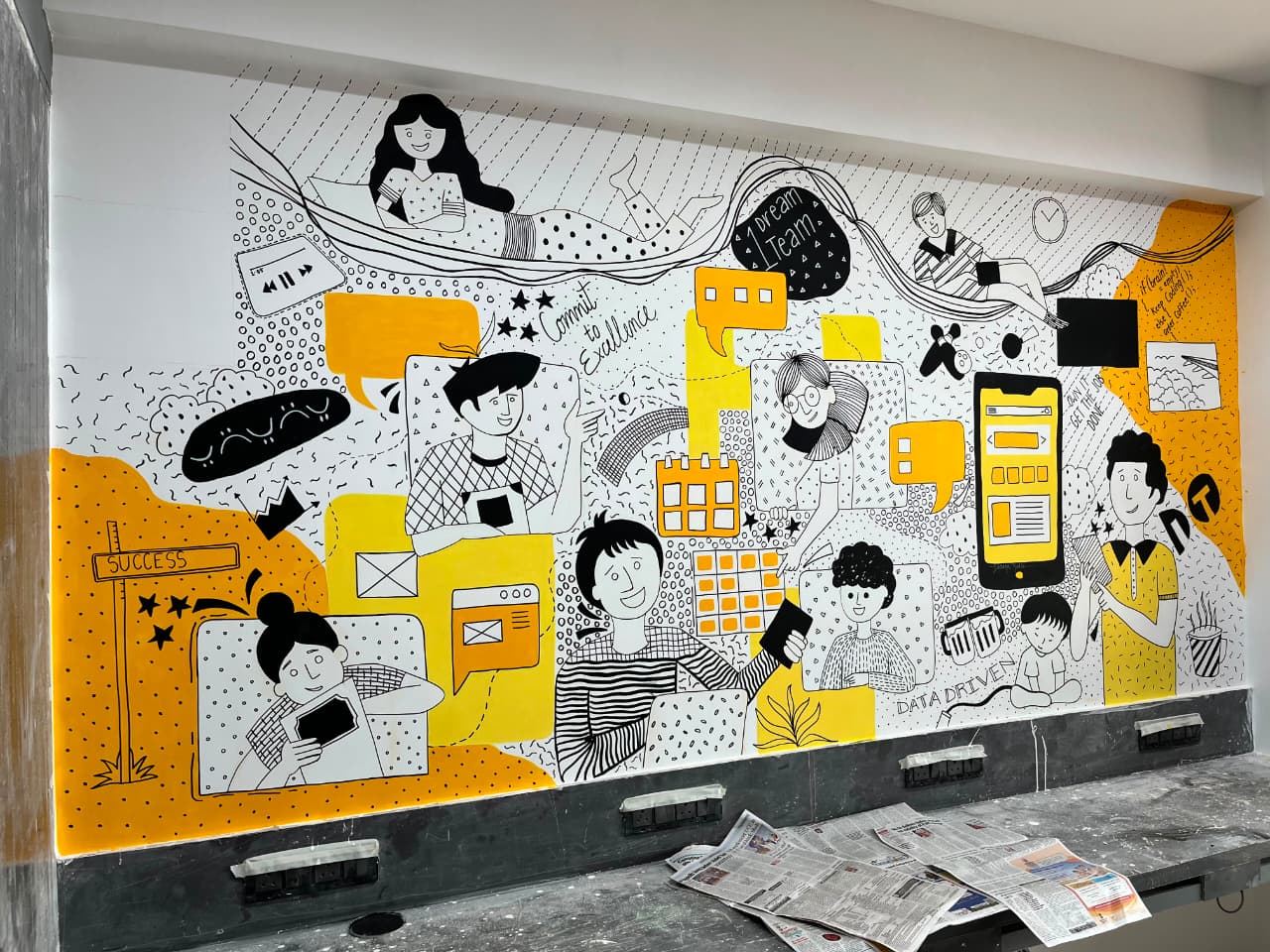 Creative Office Doodle & Ideas Wall Mural — architectural wall art mural by Vedangi Trivedi on Vedart