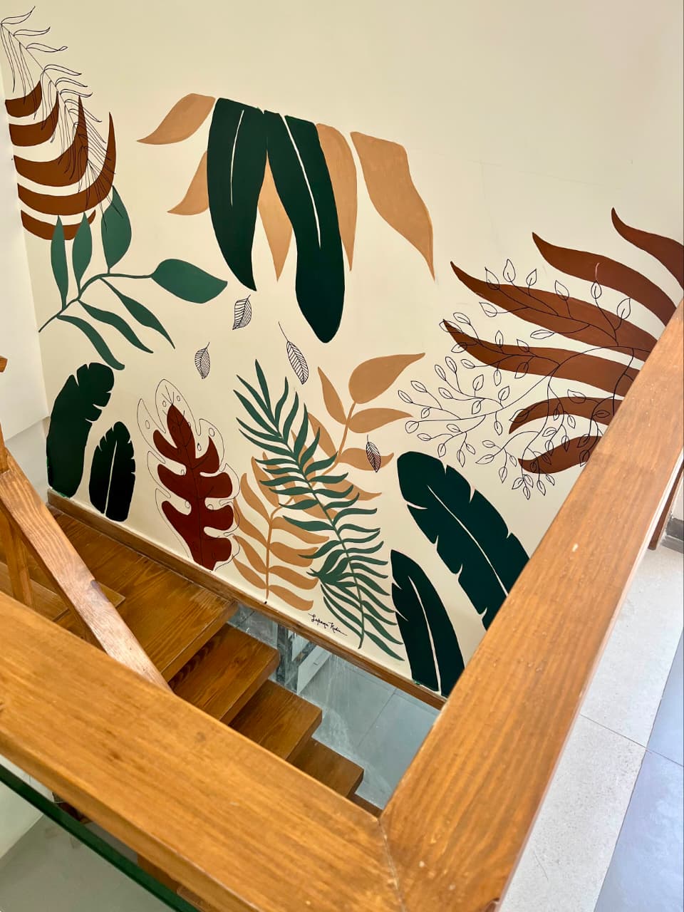 Modern Floral Botanical Wall Mural — architectural wall art mural by Vedangi Trivedi on Vedart (Perspective 1)