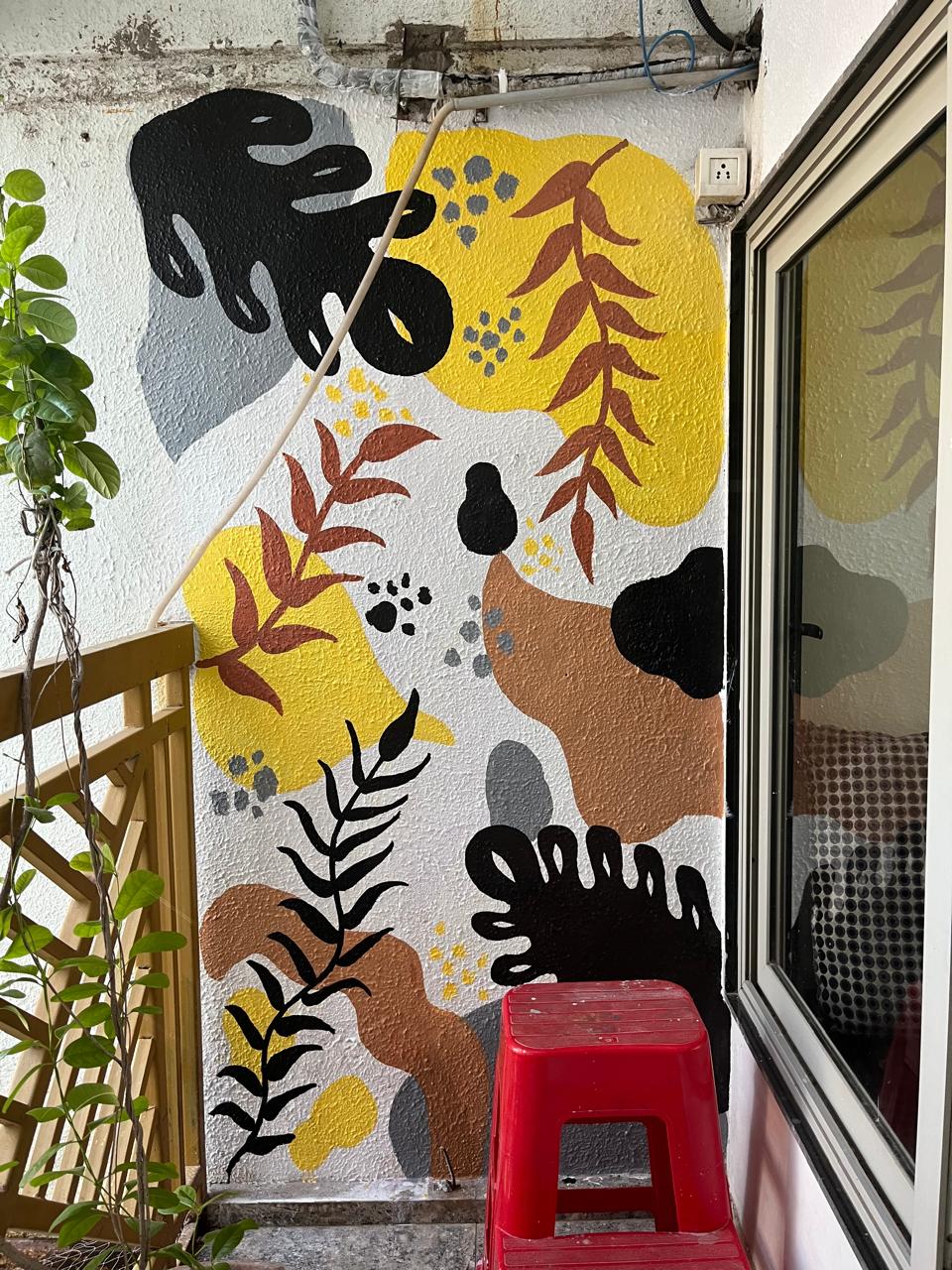 Organic Earthy Floral Mural Painting — architectural wall art mural by Vedangi Trivedi on Vedart