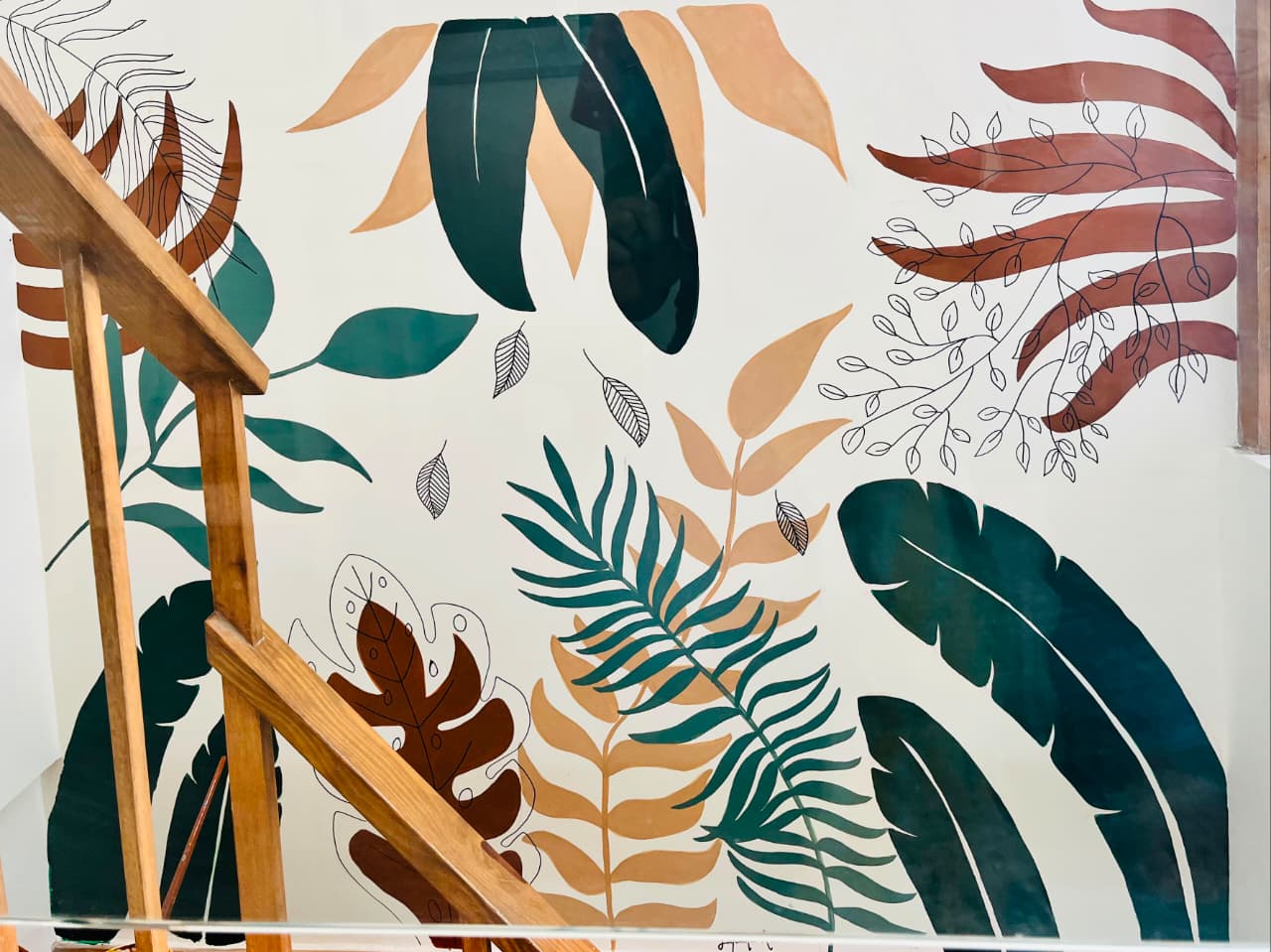Modern Floral Botanical Wall Mural — architectural wall art mural by Vedangi Trivedi on Vedart (Perspective 2)